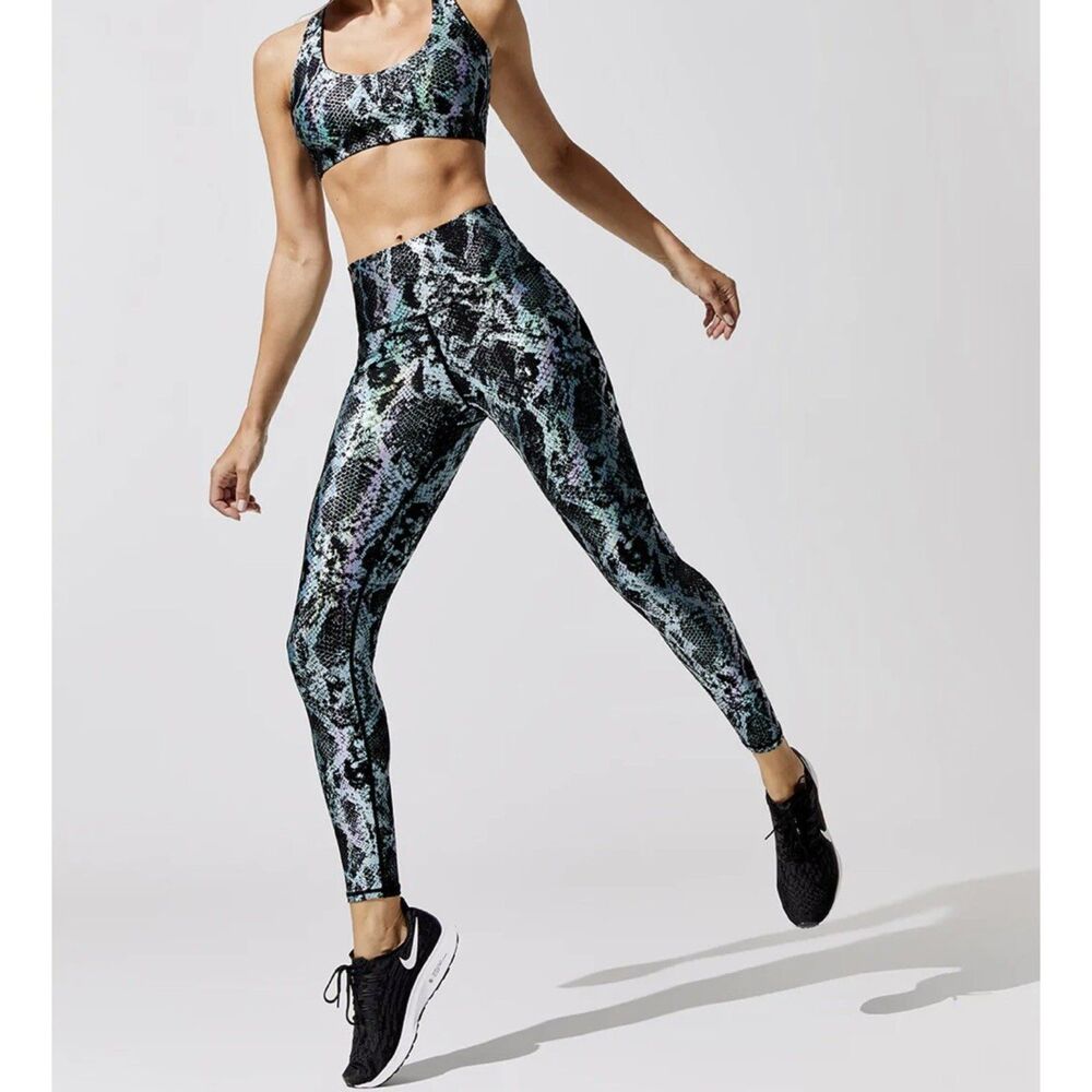 Carbon38 Metallic Snake Print Set Hi-Rise Leggings - image 2